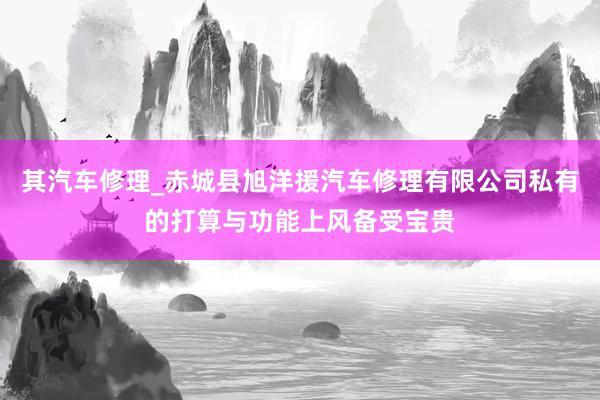 其汽车修理_赤城县旭洋援汽车修理有限公司私有的打算与功能上风备受宝贵