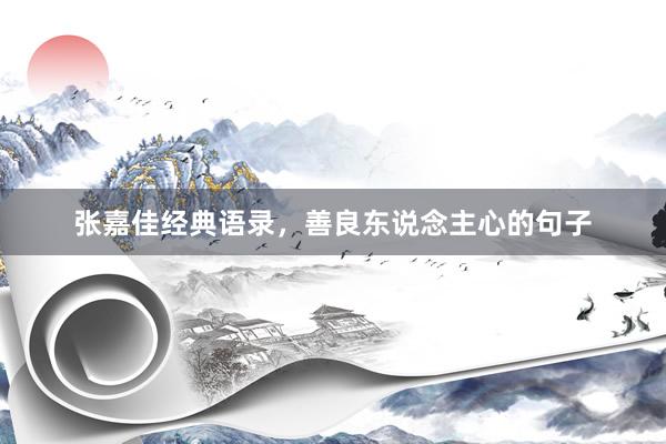 张嘉佳经典语录，善良东说念主心的句子